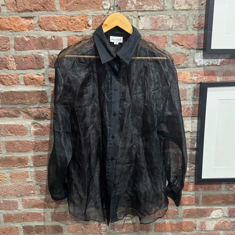 Vintage 1990s San Andre See Through Button Down Shirt, Large